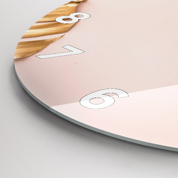 Zegar okrągły Złote liście tropikalne