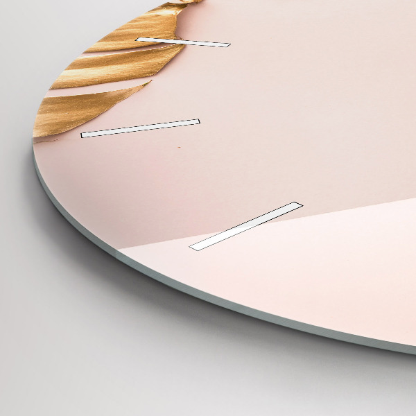 Zegar okrągły Złote liście tropikalne