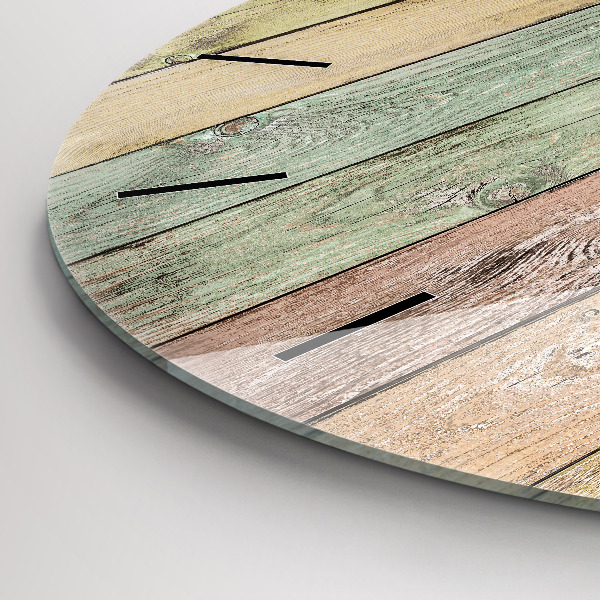 Zegar ścienny okrągły Kolorowe deski