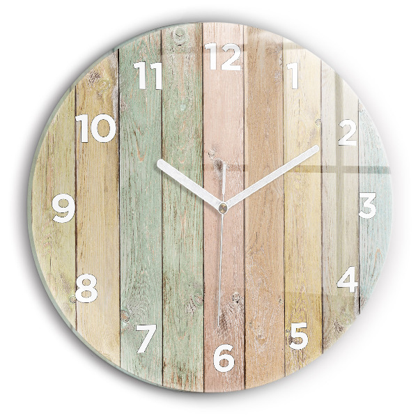 Zegar ścienny okrągły Kolorowe deski