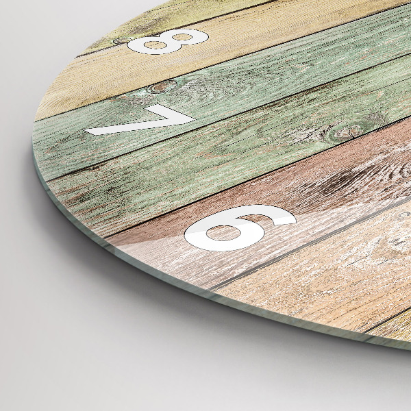 Zegar ścienny okrągły Kolorowe deski