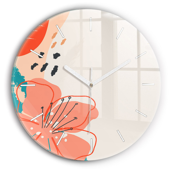 Zegar szklany okrągły Hawajskie rośliny