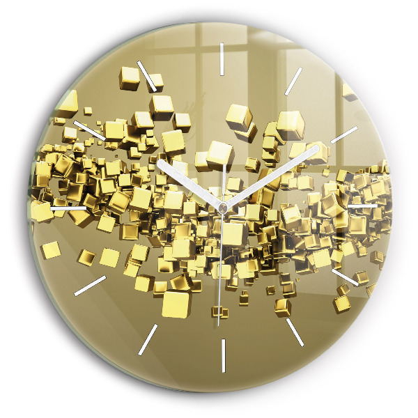Zegar okrągły z nadrukiem Złote kwadraty