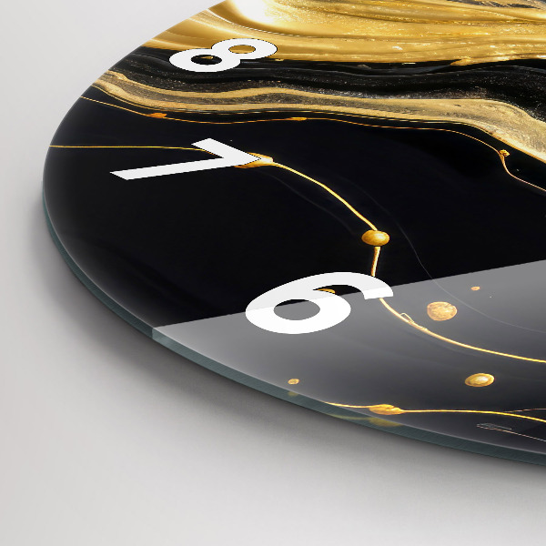 Zegar okrągły z nadrukiem Złoty marmur