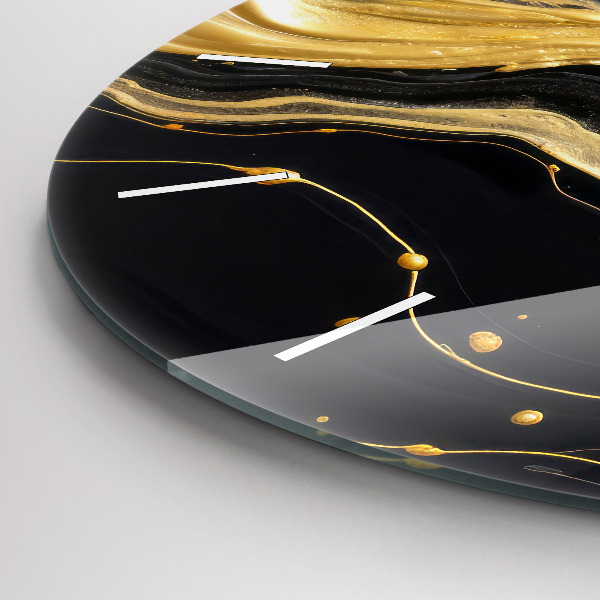 Zegar okrągły z nadrukiem Złoty marmur