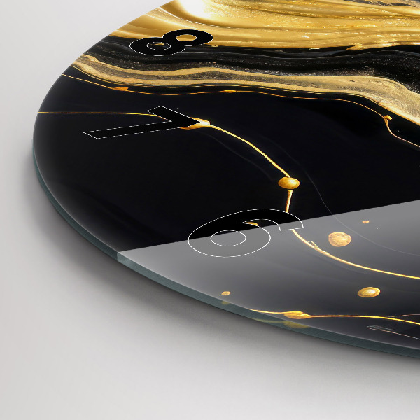 Zegar okrągły z nadrukiem Złoty marmur