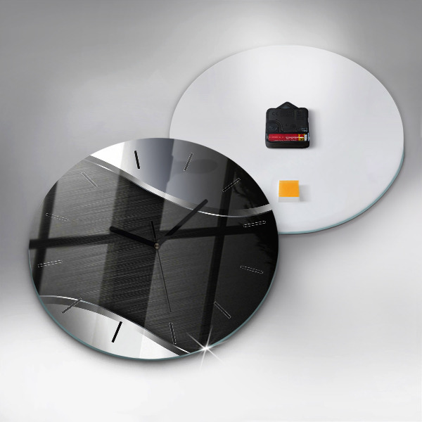 Zegar okrągły z nadrukiem Czarno srebrne linie