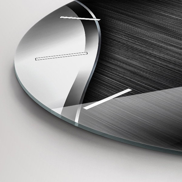 Zegar okrągły z nadrukiem Czarno srebrne linie