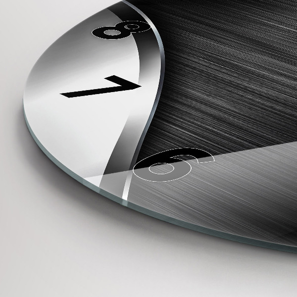 Zegar okrągły z nadrukiem Czarno srebrne linie