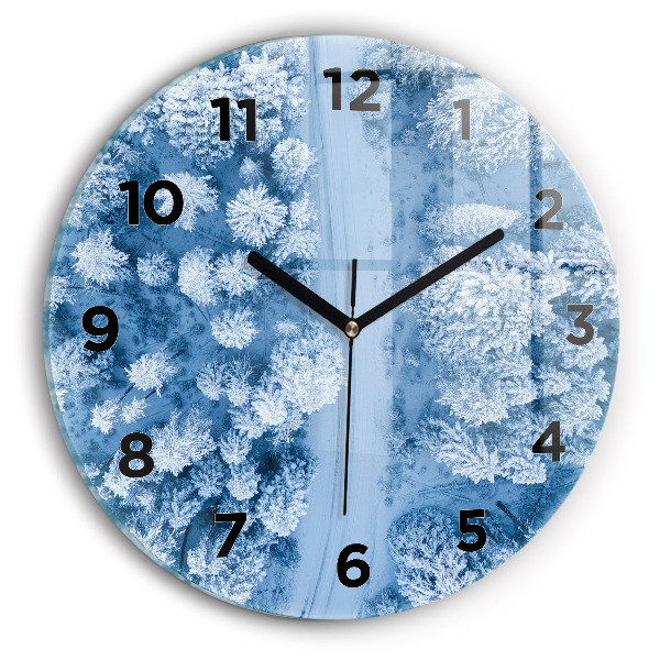 Zegar okrągły z nadrukiem Las z drona