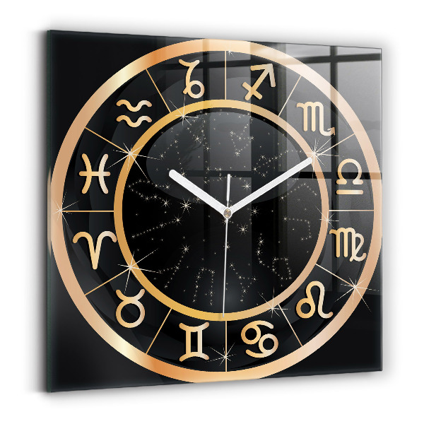 Zegar ścienny nowoczesny Czarne znaki zodiaku