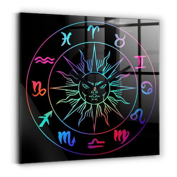 Zegar ścienny nowoczesny Tęczowe znaki zodiaku