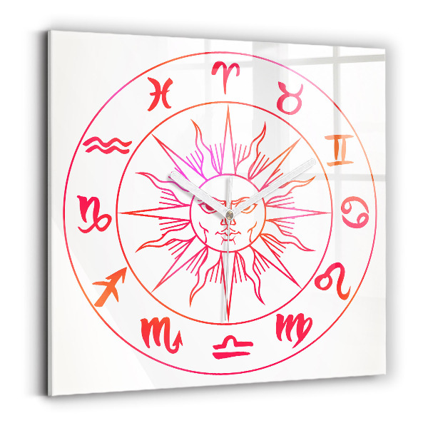 Zegar ścienny nowoczesny Kolorowe znaki zodiaku