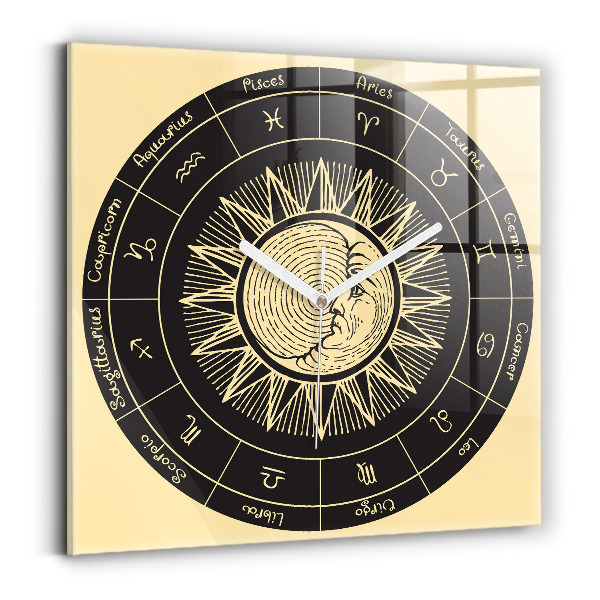 Zegar ścienny nowoczesny Zodiaki i Słońce