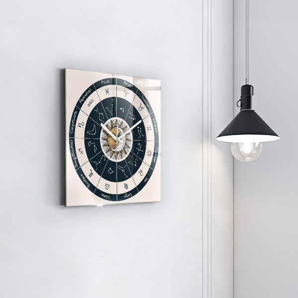 Zegar ścienny nowoczesny Gwiazdozbiory zodiaki na niebieskim tle