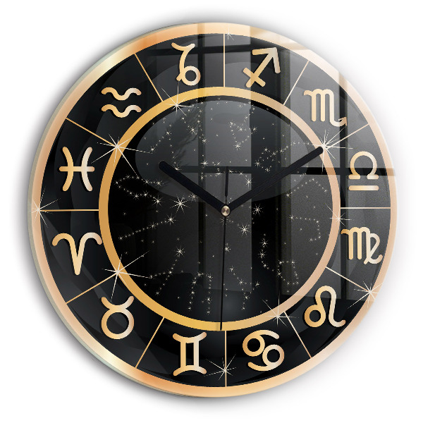 Zegar ścienny Czarne znaki zodiaku