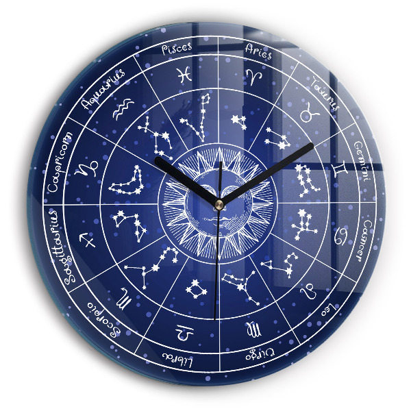 Zegar ścienny Gwiazdozbiory zodiaków na niebiebieskim tle